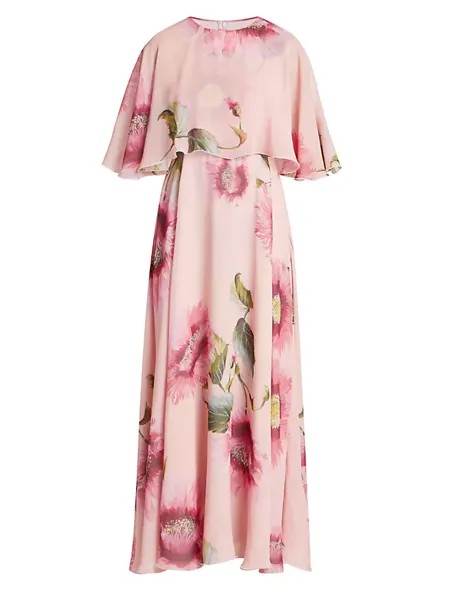 Шелковое платье-накидка с цветочным принтом Giambattista Valli, мультиколор