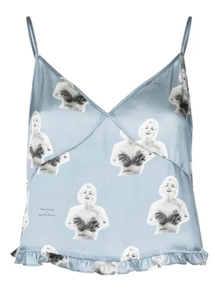 Шелковый топ из коллаборации с Marilyn Monroe Fleur Du Mal, синий