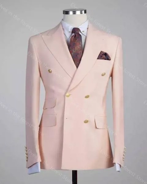 Персиковый розовый мужской костюм для работы с лацканами пика цельный смокинг для жениха для свадьбы официальный Выпускной костюм для вече...