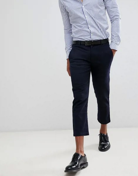 Укороченные строгие брюки в крупную клетку Celio-Темно-синий