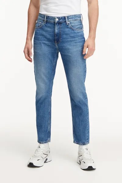 Джинсы узкого кроя с эффектом потертости Calvin Klein Jeans, синий