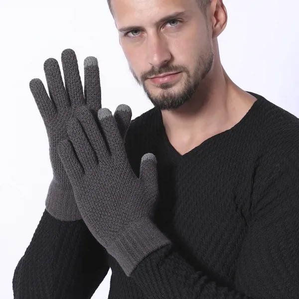 Мужские вязаные перчатки