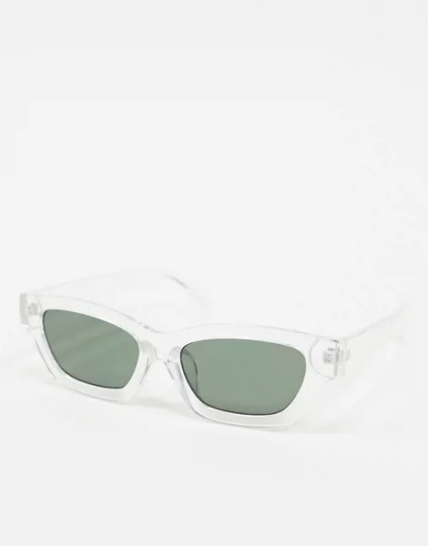 Узкие солнцезащитные очки в угловатой прозрачной оправе AJ Morgan-Прозрачный