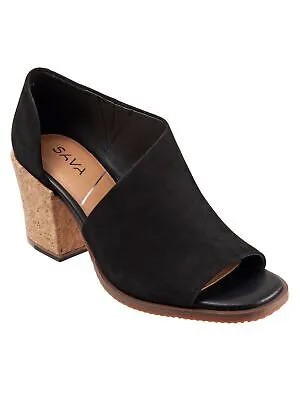 Черные женские кожаные сандалии SAVA Half Dorsay Cork Bentley Open Slip On Leather 40 M