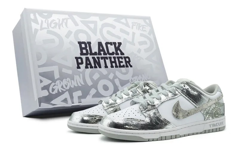 Кроссовки Nike Dunk Skateboarding Shoes Women's Low-top Silver/white/gray, серебряный