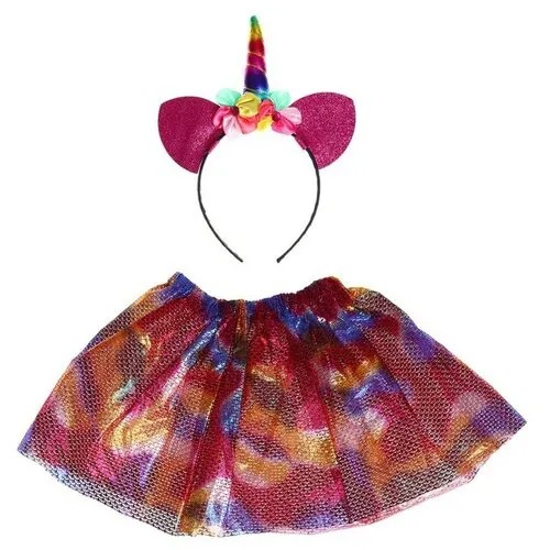 Карнавальный набор Единорог 2 предмета ободок юбка двухслойная 3 5 лет