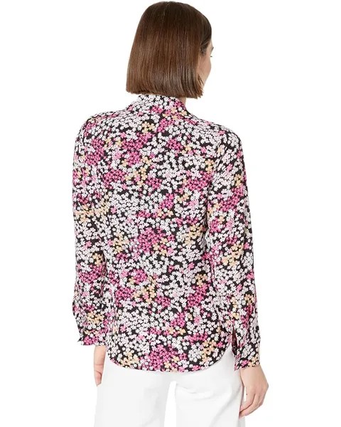Рубашка Michael Kors Petite Floral Lock Zip Shirt, цвет Cerise