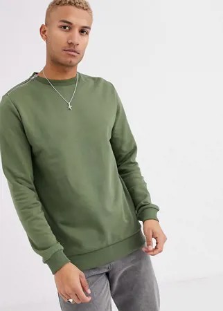 Свитшот хаки с серебристыми молниями ASOS DESIGN-Зеленый