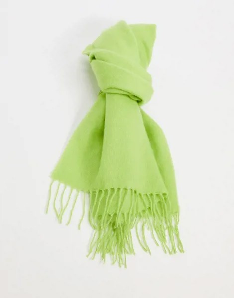 Зеленый мягкий длинный шарф с кисточками ASOS DESIGN-Зеленый цвет