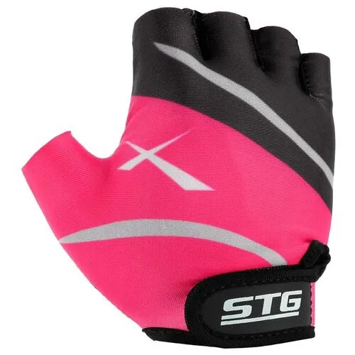 STG Перчатки велосипедные STG, размер S, цвет чёрный/розовый