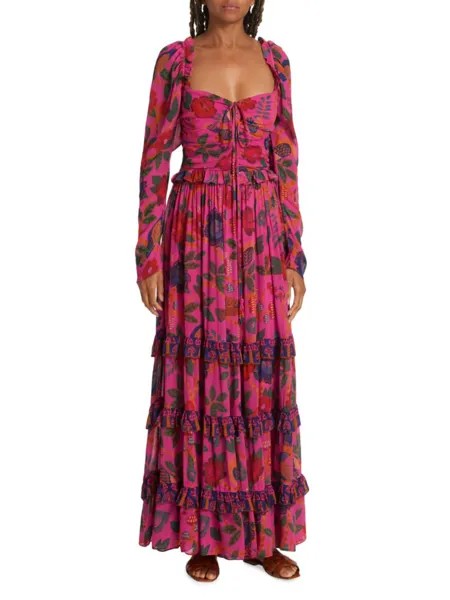 Многоярусное платье макси Sweet Forest Farm Rio, цвет Sweet Forest Pink
