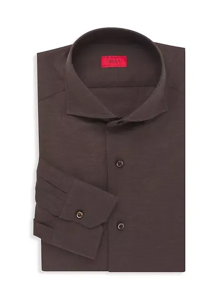 Фланелевая классическая рубашка обычного кроя Isaia, цвет dark brown