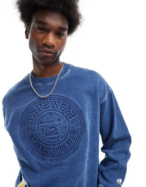 Синий свитшот для скейтбординга Aape By A Bathing Ape AAPE BY A BATHING APE