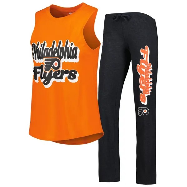 Женский спортивный комплект для сна, оранжевый/черный комплект Philadelphia Flyers Meter Muscle, майка и брюки