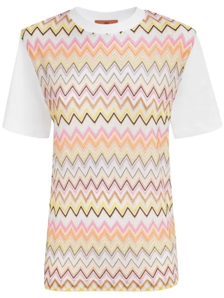 Missoni футболка из хлопка с узором «зигзаг», белый