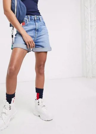 Голубые джинсовые шорты в винтажном стиле с завышенной талией Tommy Jeans-Синий