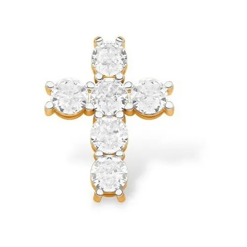 Крестик The Jeweller, красное золото, 585 проба, фианит, золотистый