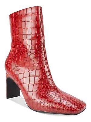 SEVEN DIALS Женские ботильоны Nicole красного крокодилового цвета на скульптурном каблуке с квадратным носком, 7,5 м