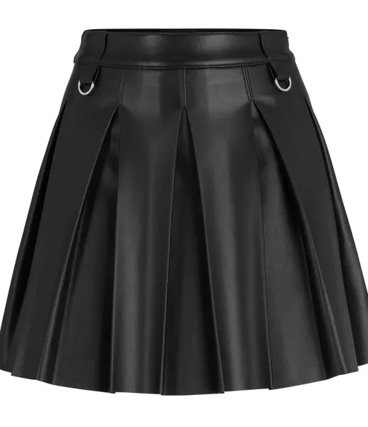 Юбка Hugo Pleated Mini In Faux Leather, черный