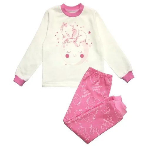Пижама Веселый Малыш размер 116, белый/розовый