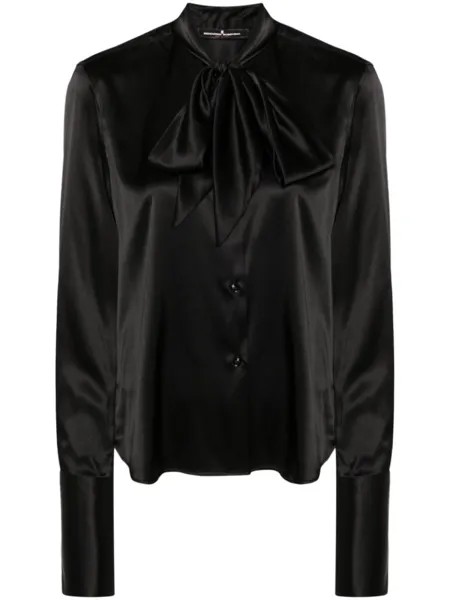 Ermanno Scervino шелковая рубашка с завязанным воротом, черный