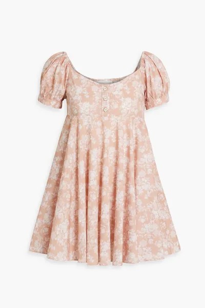 Платье мини Dina из хлопкового поплина с цветочным принтом CAROLINE CONSTAS, персиковый