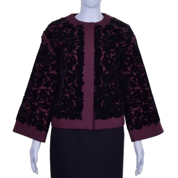 DOLCE - GABBANA RUNWAY Baroque Floral Пальто Куртка из натуральной шерсти Бархатный черный 06493