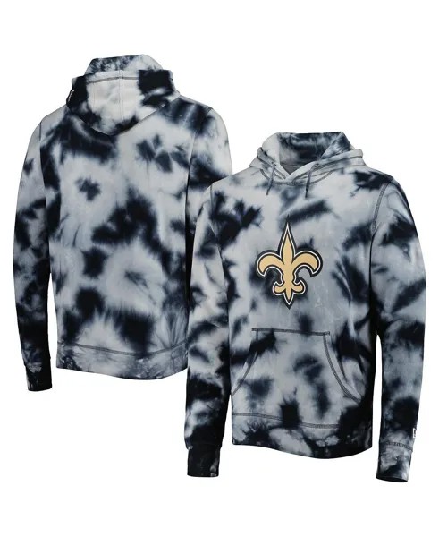 Мужской черный пуловер с капюшоном New Orleans Saints Team Tie Dye New Era