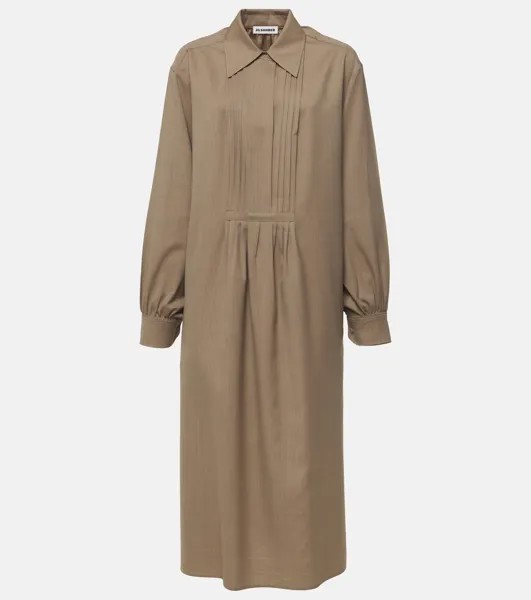 Шерстяное платье-рубашка Jil Sander, коричневый