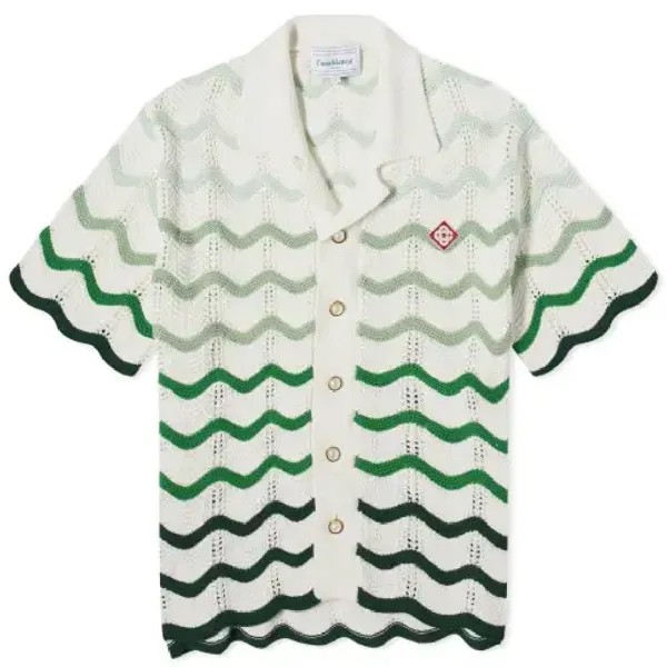 Рубашка с коротким рукавом Casablanca Gradient Wave, белый/зеленый
