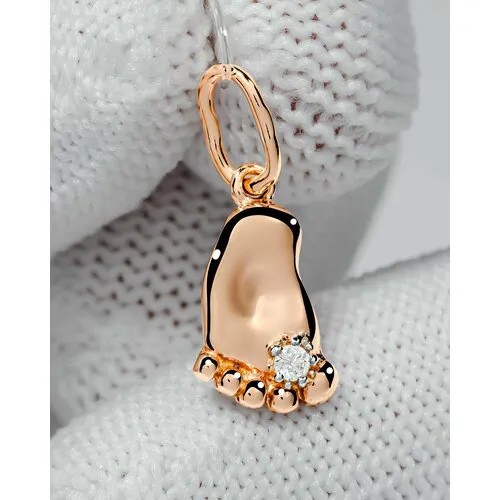 Trade Jewelry подвеска из серебра 925 пробы ( покрытие золото 585) с белым фианитом форма пяточка