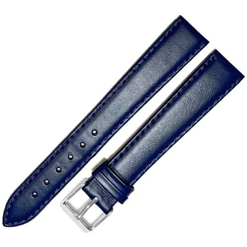 Ремешок 1805-01-1-7 Д Classic Синий кожаный ремень 18 мм для часов наручных длинный из кожи натуральной мужской гладкий матовый