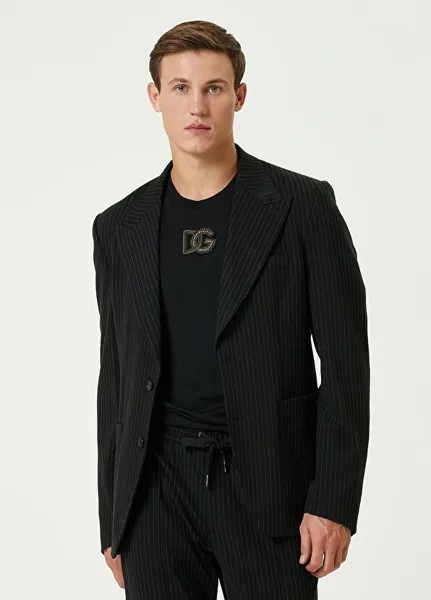Черная куртка с узором в полоску dark side Dolce&Gabbana