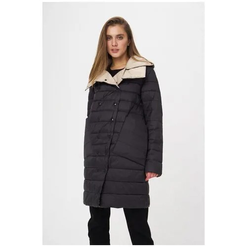 Стеганое пальто с накладными карманами El_W64016_черно-бежевый/Enn Черный 46