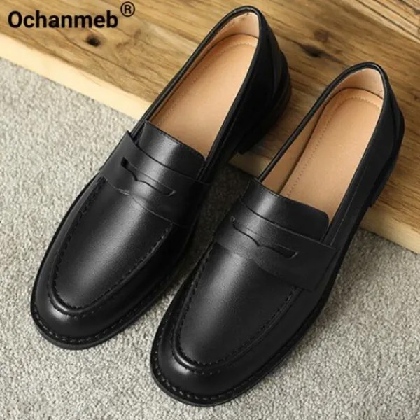 Туфли Ochanmeb женские из натуральной кожи, Мокасины, без застежки, плоская подошва, круглый носок, криперы, черные, коричневые, размеры 34-43