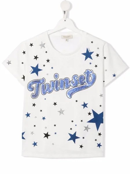 TWINSET Kids футболка с пайетками и логотипом