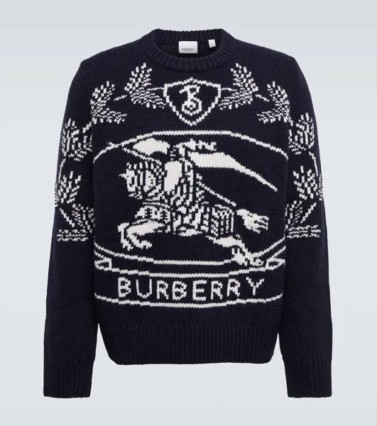 Шерстяной свитер интарсия Burberry, синий