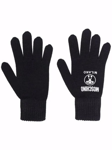 Moschino трикотажные перчатки с логотипом