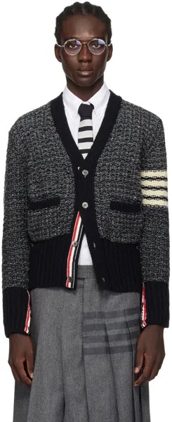 Темно-синий кардиган с 4 перемычками Thom Browne