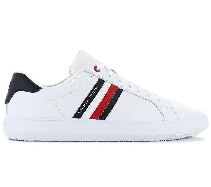 Tommy Hilfiger Essential Leather Cupsole - Мужская обувь Кожа Белый FM0FM02668-YBS Кроссовки Спортивная обувь ORIGINAL