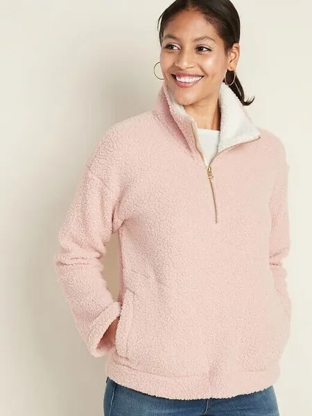 NWT Old Navy Плюшевый пуловер из шерпы на молнии 1/4 Мягкий, теплый и уютный женский пуловер M