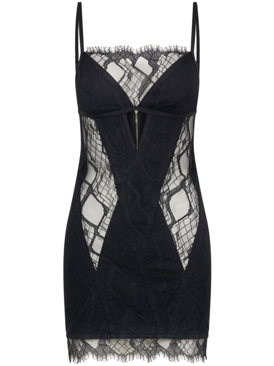 Платье с корсетом и кружевной отделкой Dion Lee, черный