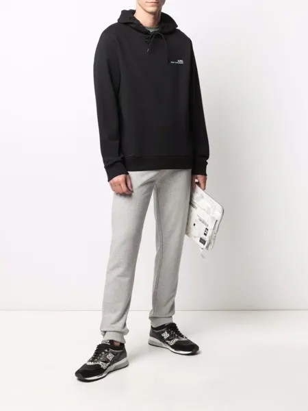 A.P.C. худи с кулиской и логотипом, черный