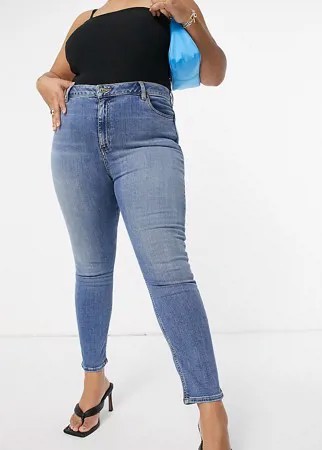 Зауженные выбеленные джинсы с моделирующим эффектом и завышенной талией ASOS DESIGN Curve-Голубой
