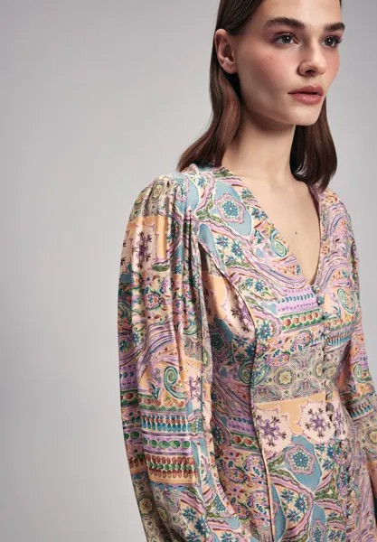Летнее платье V Neck Printed adL, сиреневая клетка
