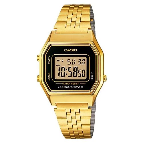 Наручные часы CASIO Vintage LA680WGA-1, черный, золотой
