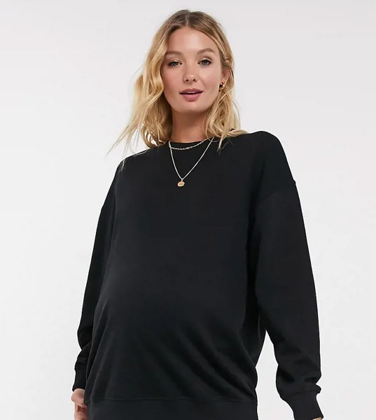 Черный oversized-свитшот из органического хлопка ASOS DESIGN Maternity-Черный цвет