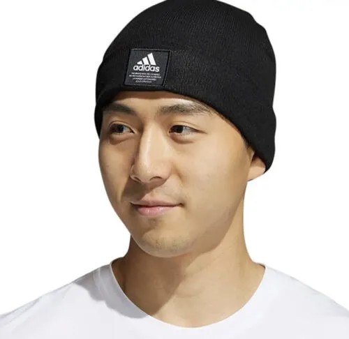 * Мужская зимняя вязаная шапка Adidas Amplifier Fold, черная, белая #718