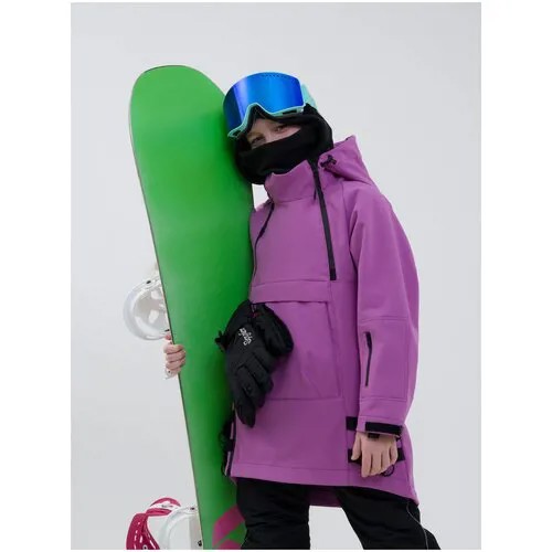 Горнолыжная куртка Sherysheff, карман для ски-пасса, регулируемый край, ветрозащитная, водонепроницаемая, карманы, регулируемый капюшон, мембранная, светоотражающие элементы, несъемный капюшон, регулируемые манжеты, размер 128, фиолетовый