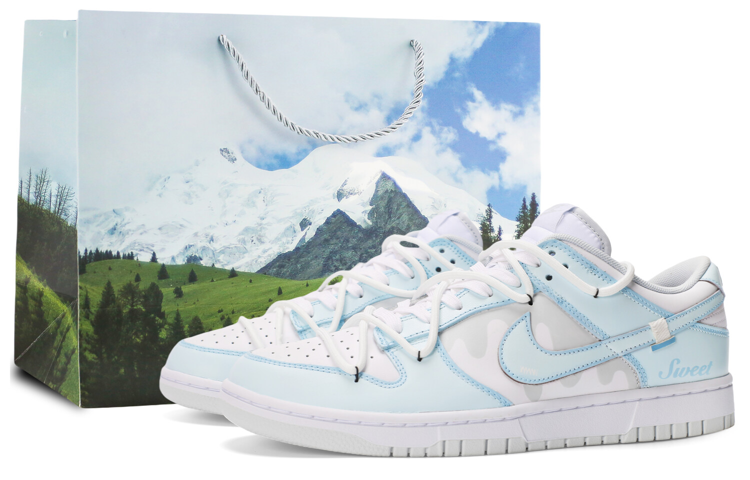 Кроссовки Nike Dunk Skateboarding Shoes Unisex Low-top White/blue, голубой